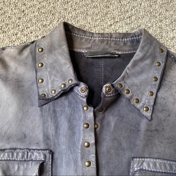Blur Made in Italy Gray Studded Leather Jacket - Picture 4 of 16